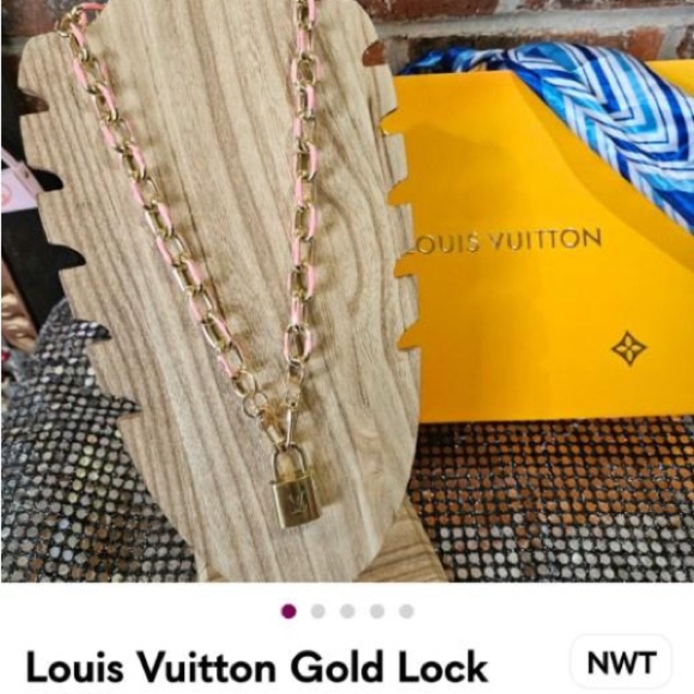 Louis Vuitton Gold and Pink Chain Necklace